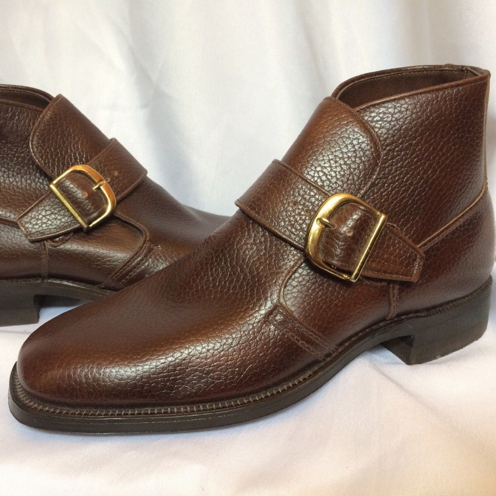 Walk Over Ankle Boots Monk Strap Buckle 7 New
